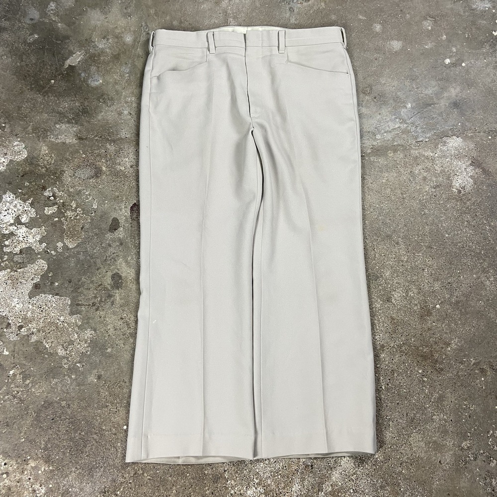Vintage 70s Levi's Action Slacks Size 36x27 Beige Pleated Dress‎ Trousers